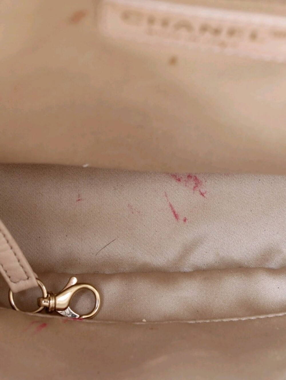 CHANEL Bag Chain Tote Grained Caviar Logo "CC" Bag Calfskin Beige/Blush Gold HRW - Picture 9 of 14